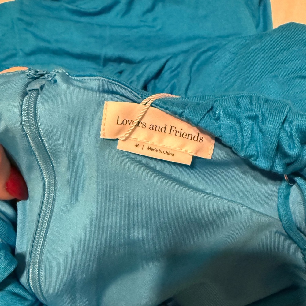 Lovers + Friends Turquoise Blue Ruched Midi Dress - Picture 5 of 5